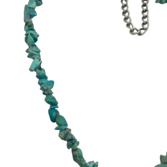 Turquoise Chip Necklace Mother Of Pearl Shell Pendant Boho Southwestern - Picture 7 of 12